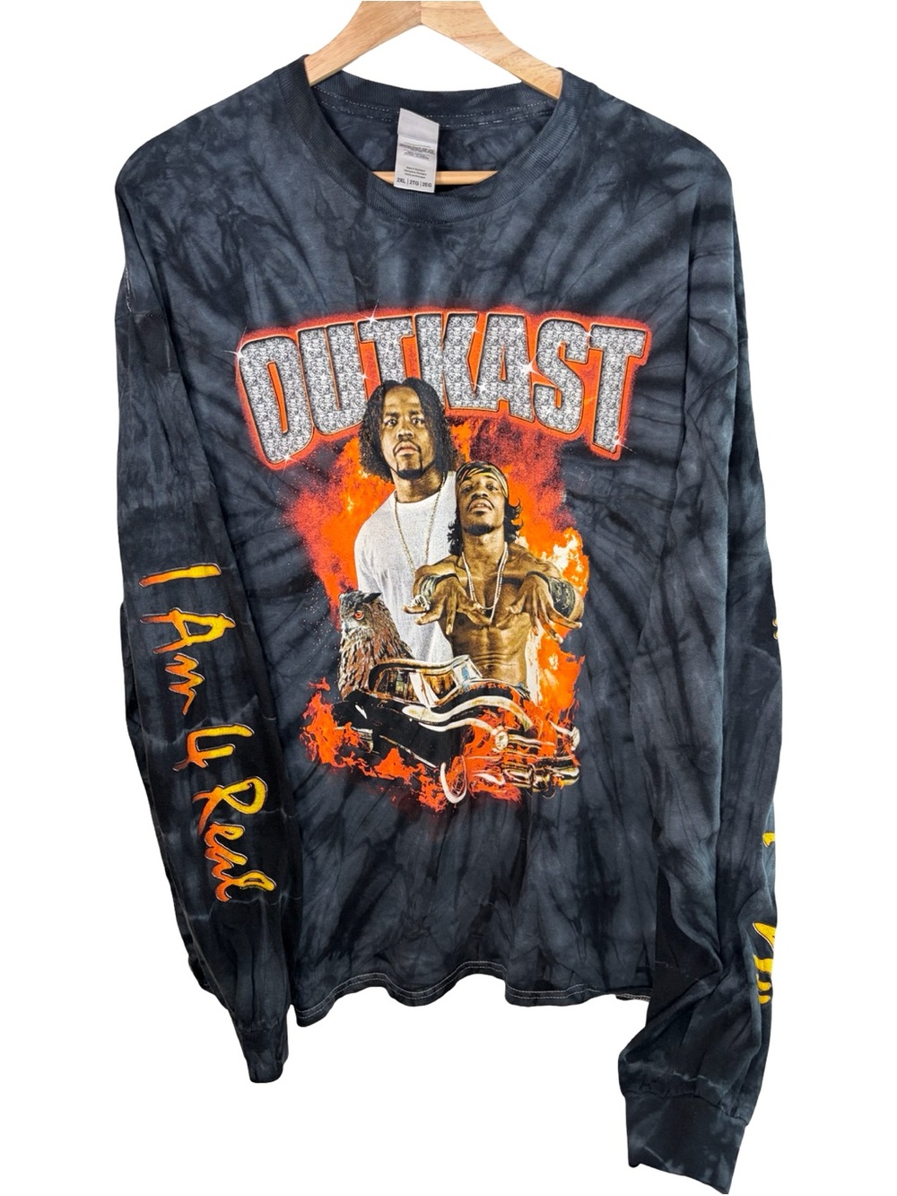 outkast long sleeve graphic tie dye tee